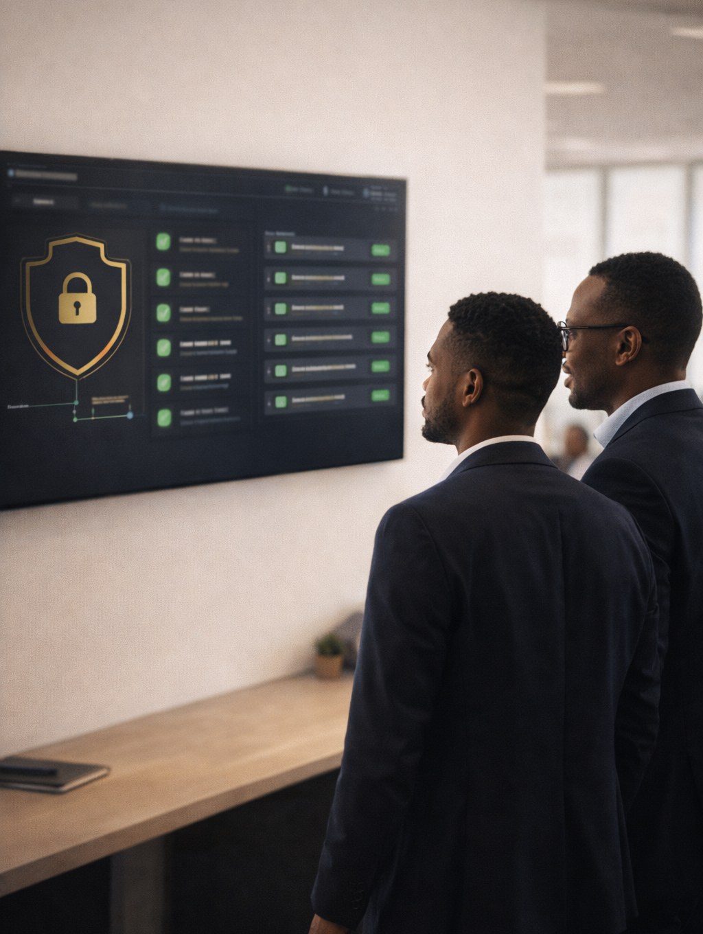 Confident African business professional in a modern office environment, representing SecureWeb’s ongoing partnership for cyber resilience, privacy compliance, and secure growth for African small and medium enterprises.